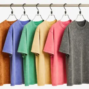 Acid Wash -Solid Color Drop Shoulder T-Shirt - 10 PCS Bundle